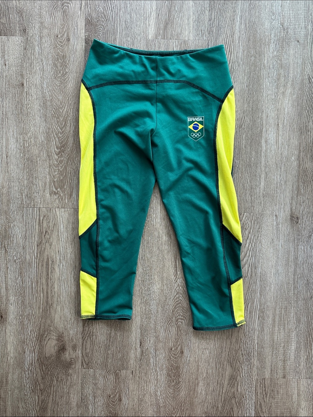 Brazil Olympic Committee Capri‎ Leggings Green & Yellow Size XS